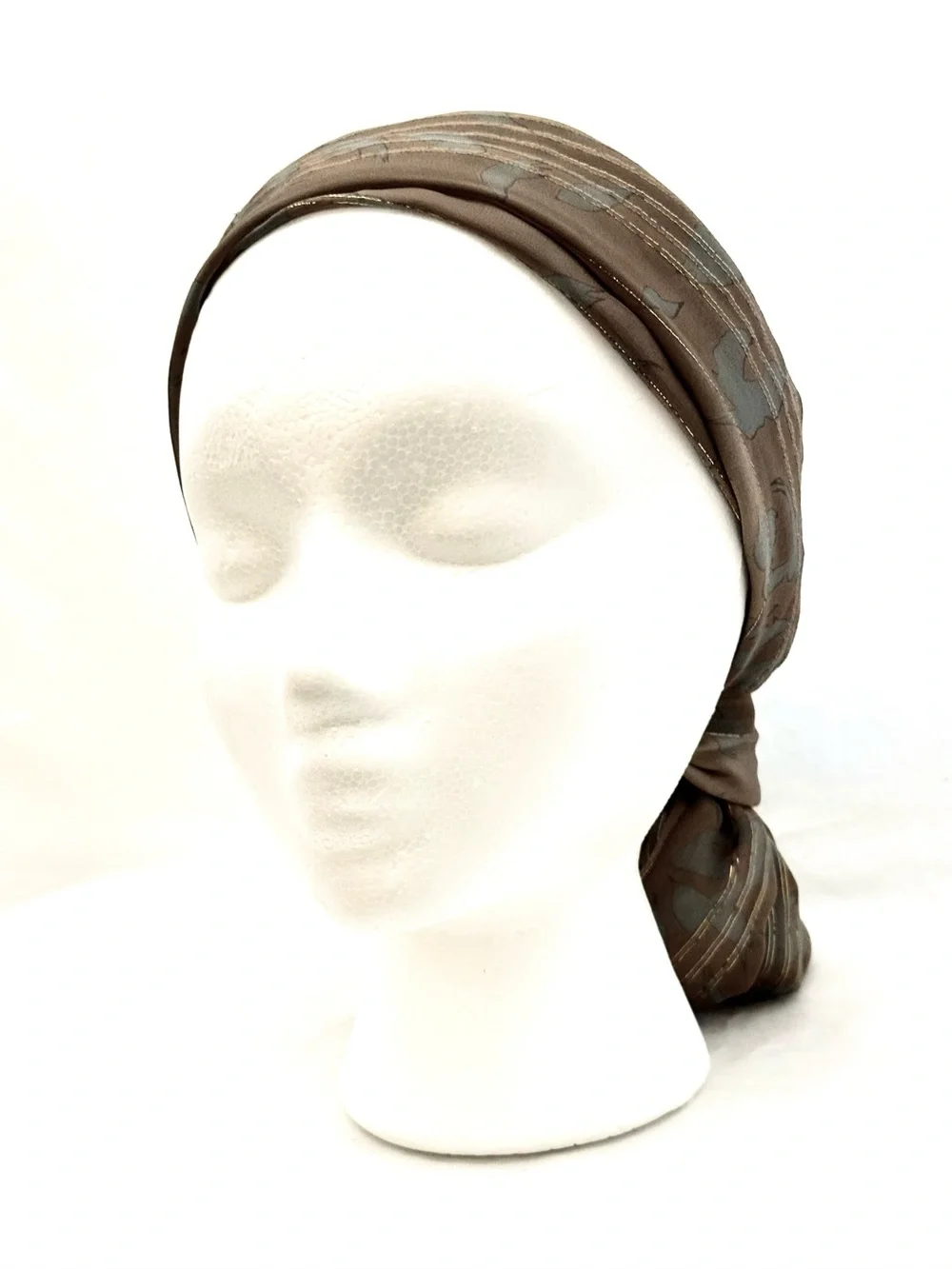 Sorelle Fontana Roma Silk Scarf Metallic-Striped Brown & Blue Large